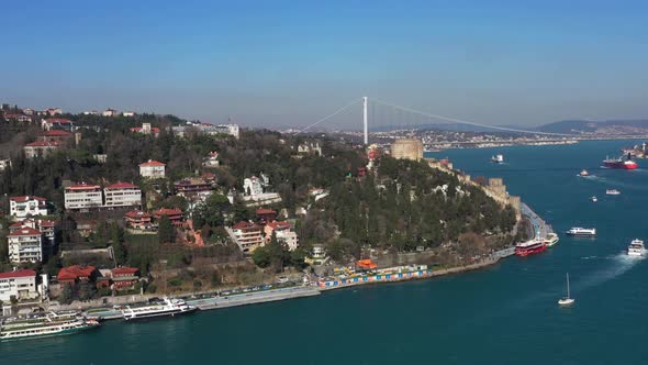 Istanbul Bebek Bosphorus Bridge Rumeli Fortress Aerial View alt