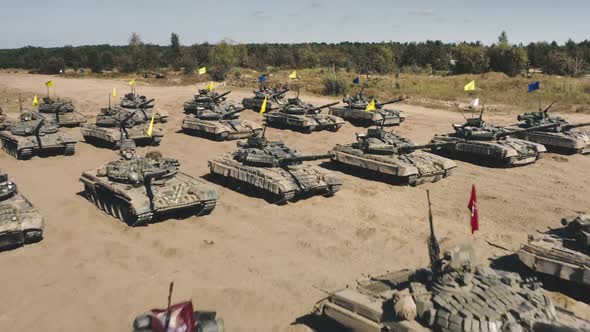 Armored Tanks on Battlefield Aerial alt