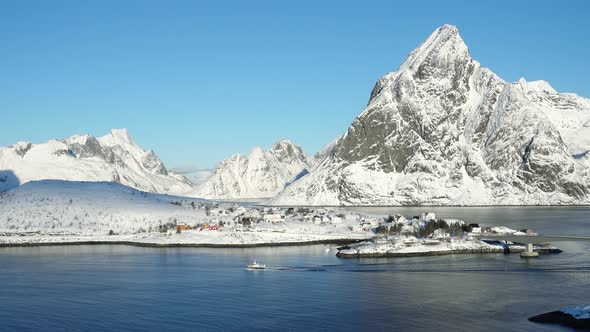 Norwegian Winter Landscape With The Multicolored Rorbu And Fishing Ships 46 alt