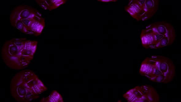 Halloween Skulls Spinning Circle Seamless Video Loop With Transparent Background alt
