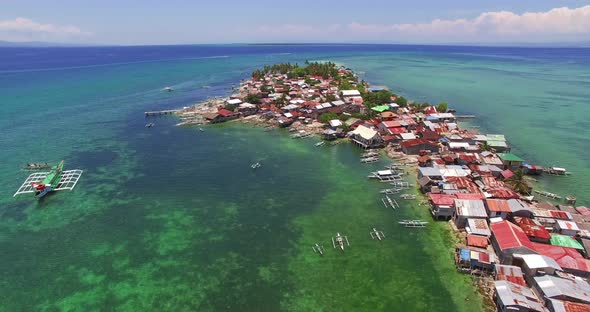 Flight Over the Island. Pandanon Island. Cebu. 03.2016. Aerial  alt