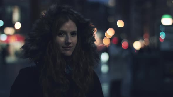 Portrait of Young adult woman on street in New York