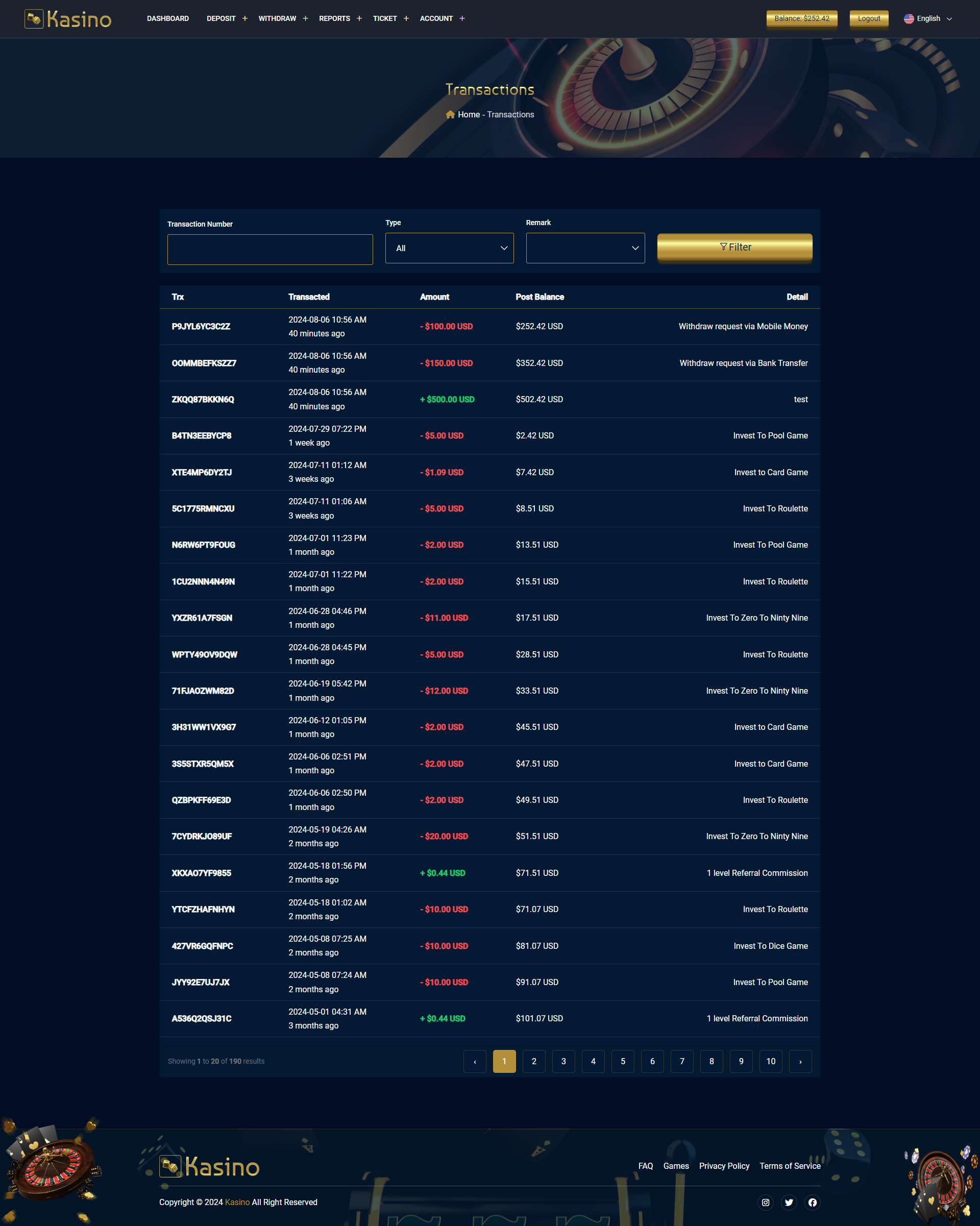 Kasino - Online Casino Platform by ViserLab | CodeCanyon