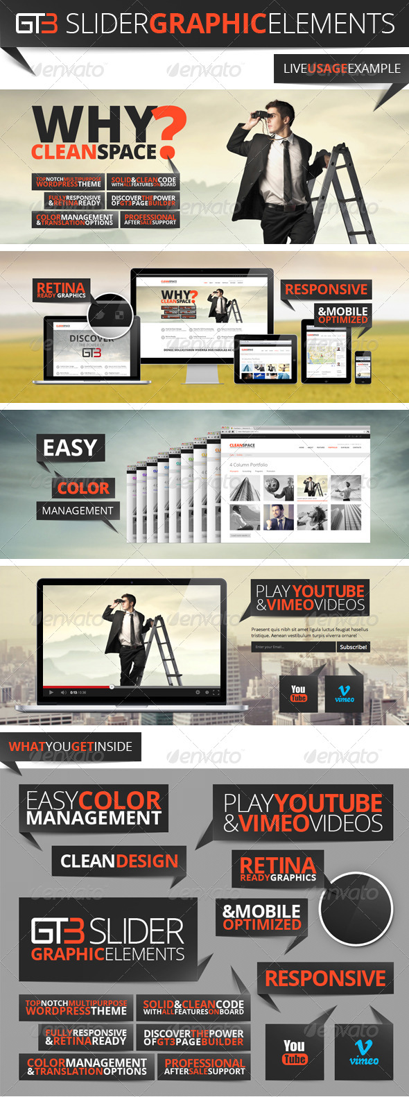 GT3 Slider Graphic Elements - Badges & Stickers Web Elements