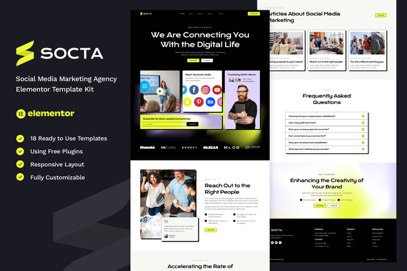 Socta - Social Media Marketing Agency Elementor Template Kit