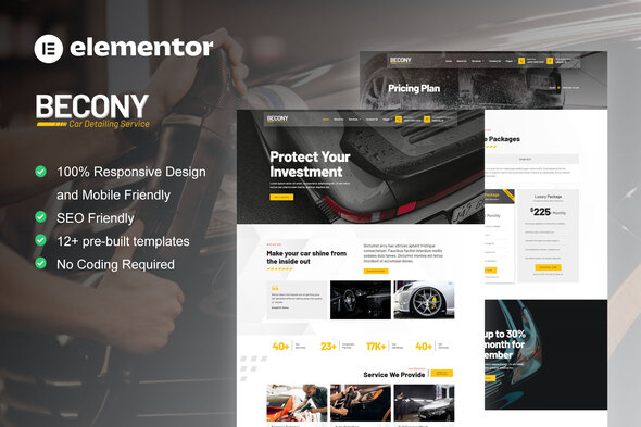 Becony - Car Detailing Services & Car Repair Elementor Template Kit