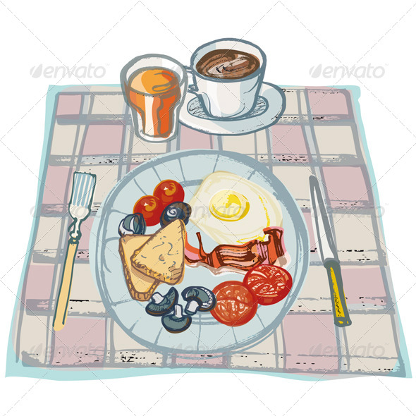 Breakfast on Table - Food Objects