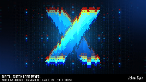 Digital Glitch Logo Reveal Logo Stings template preview