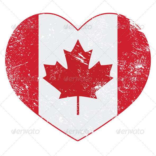 Canada Heart Retro Flag - Travel Conceptual