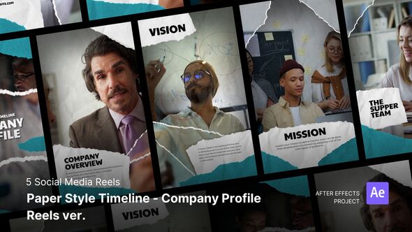 Social Media Reels - Paper Style Timeline - Company Profile After Effects Project Files Product Promo template preview