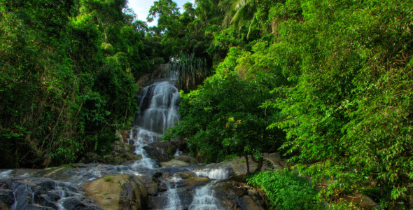 Tropical waterfall timelapse