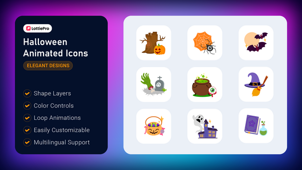 Halloween Animated Icons Elements template preview