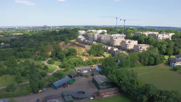 Aerial View From the Drone on the on the Narrow Passageway Leading to a Small Chapel