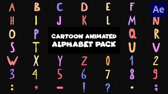Cartoon Animated Alphabet for After Effects Elements template preview