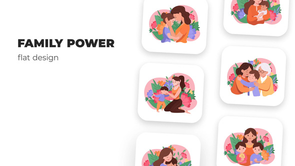 Family power - Flat Design Elements template preview