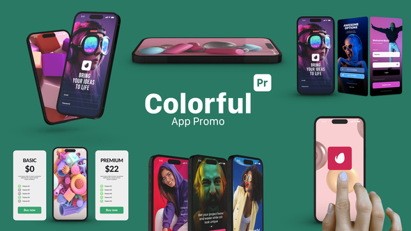 Colorful App Promo for Premiere Pro Premiere Pro template preview
