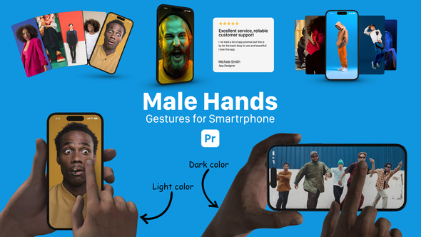 Smartphone Male Hand Gestures for Premiere Pro, Premiere Pro Templates