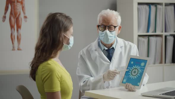 Doctor Talking To Patient About Dangerous Covid-19 Coronavirus Symptoms alt