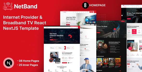 NetBand – Internet Provider and Broadband TV React NextJS Template