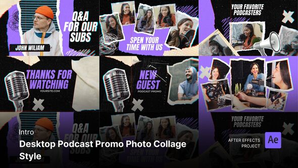 Intro/Opening - Podcast Promo Photo Collage Style After Effects Project Files Product Promo template preview