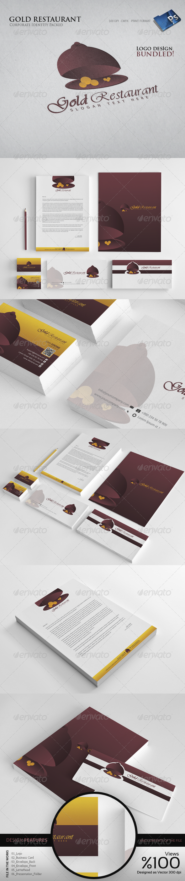 Gold Reustrant - Corporate Identity - Stationery Print Templates