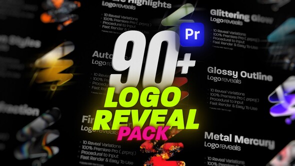 90 Premium Logo Reveals Pack For Premiere Pro: Elegant, Shiny, Gold, Fire, Luxury, Glossy ,Award. Premiere Pro template preview