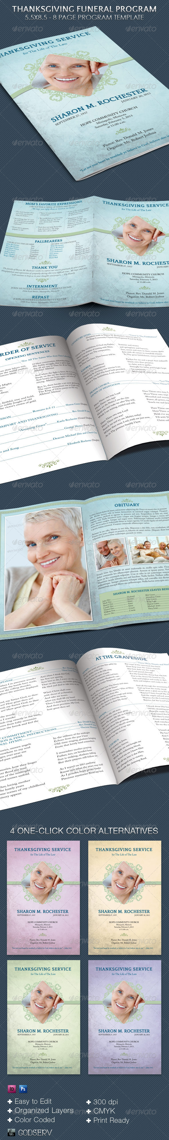 Thanksgiving Funeral Program Template - Informational Brochures
