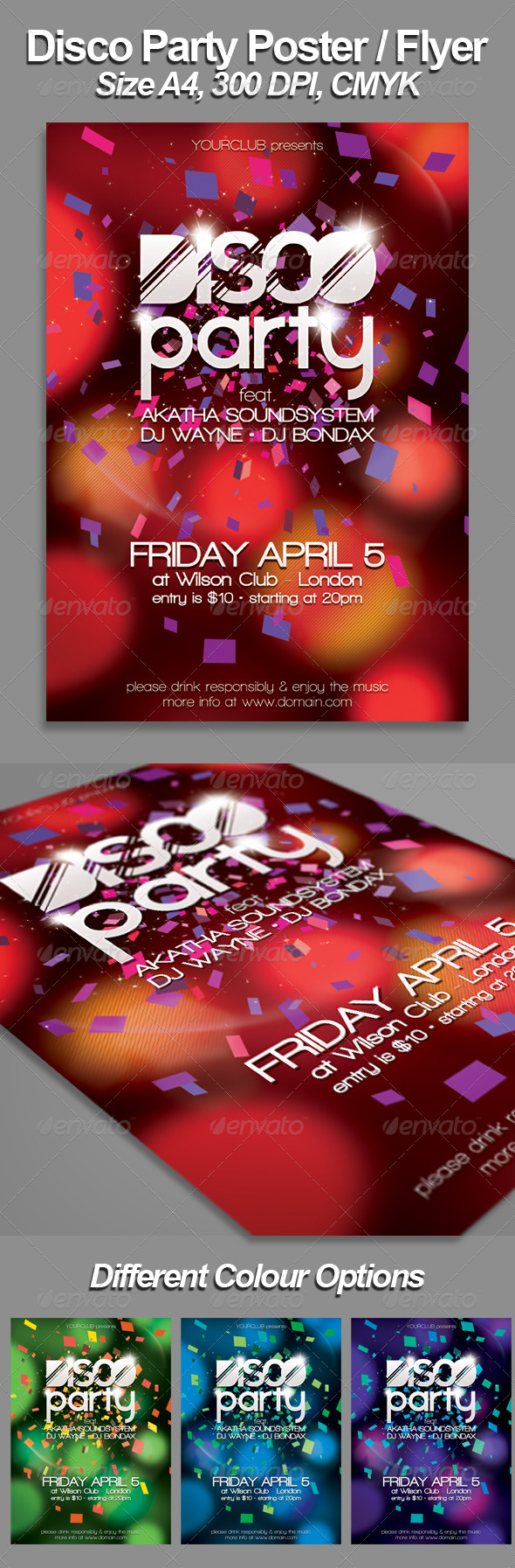 A4 Disco Flyer/Poster Template - Clubs & Parties Events