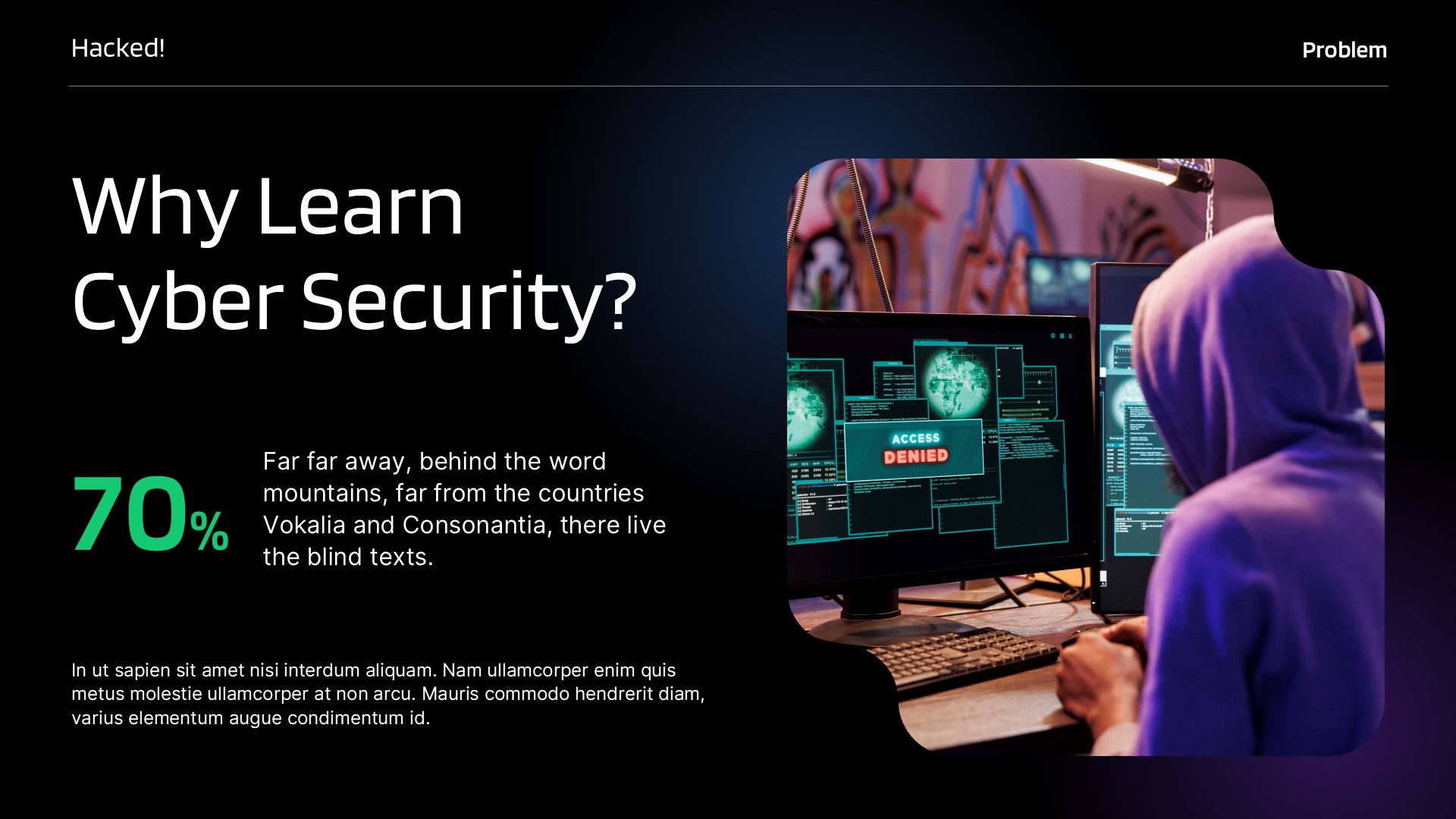 Hacked - Cyber Security Powerpoint Template, Presentation Templates