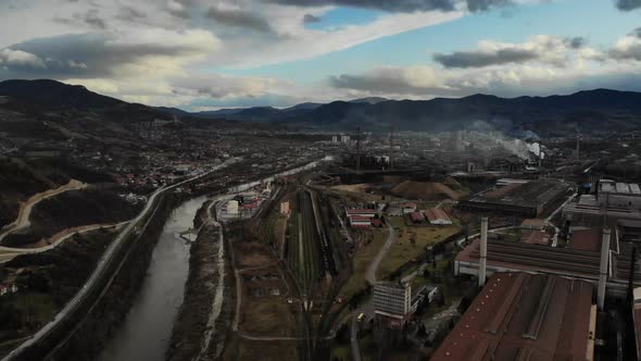 Sarajevo Suburbs Drone Footage on a Gloomy Day