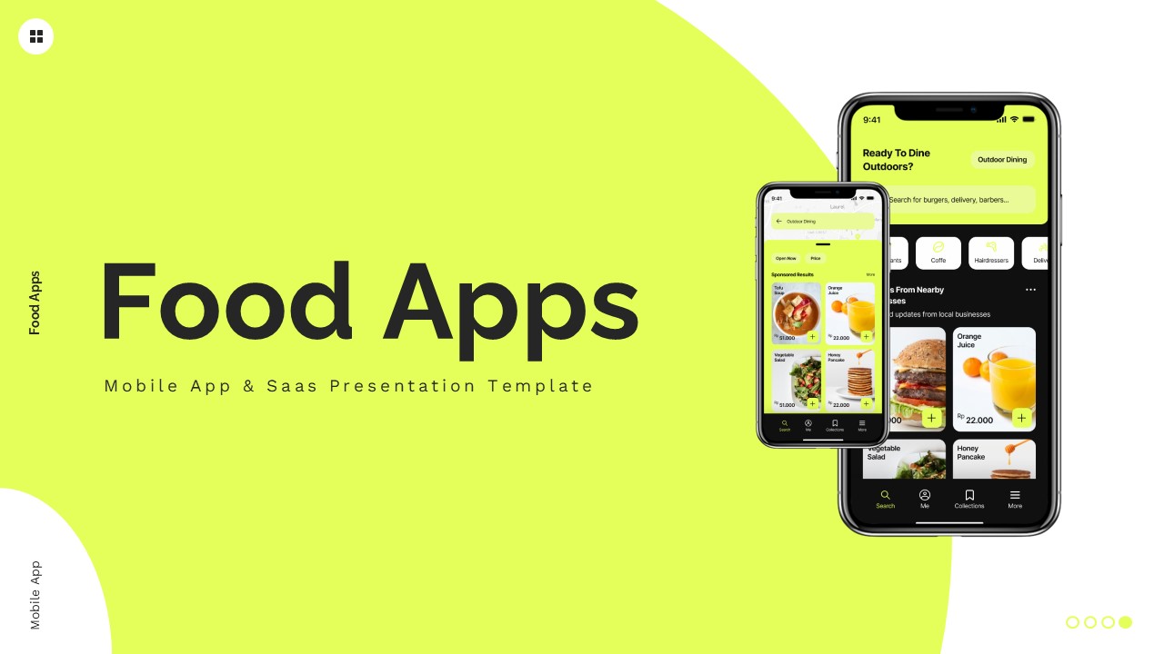 Food Apps - Mobile App & Saas Powerpoint Templates, Presentation Templates