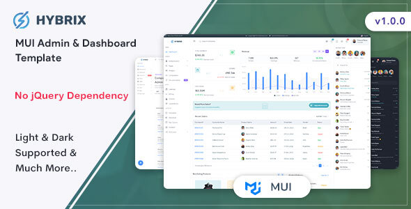 Hybrix – Material UI & React Admin & Dashboard Template