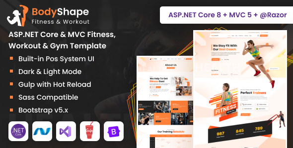 BodyShape - ASP.NET Core & MVC Fitness, Workout & Gym Template