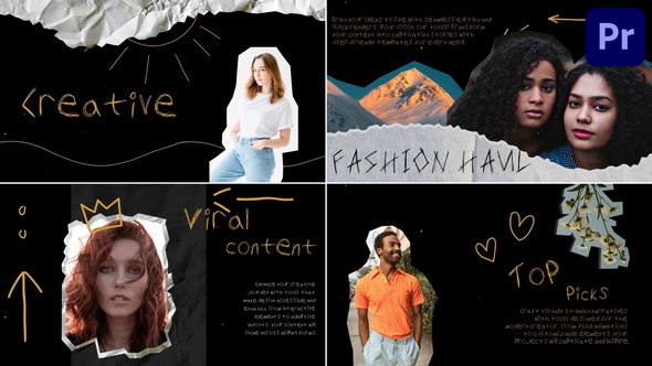 Creative Crumbled Paper Slides for Premiere Pro Premiere Pro template preview