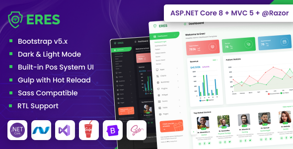 ERES – ASP.NET Core & MVC Hospital Admin Dashboard Template