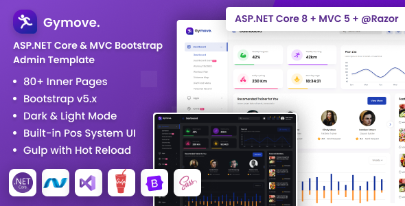 Gymove – ASP.NET Core & MVC Bootstrap Admin Template