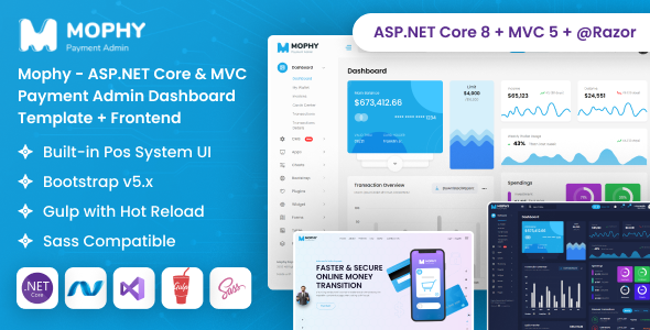 Mophy - ASP.NET Core & MVC Payment Admin Dashboard Template + Frontend