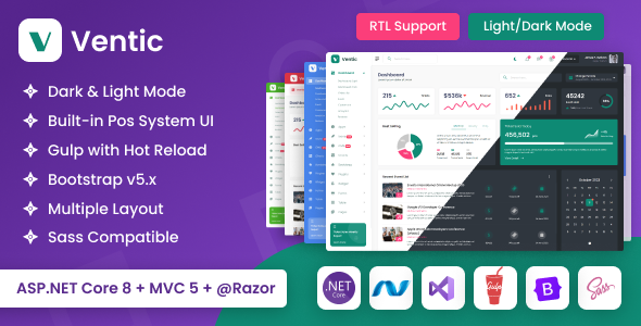 Ventic – ASP.NET Core & MVC Bootstrap Admin Dashboard Template