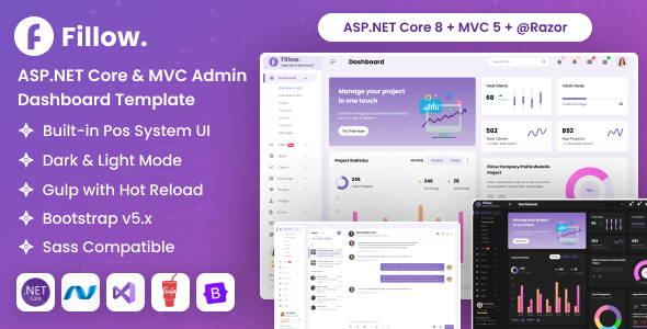 Fillow - ASP.NET Core & MVC Bootstrap Admin Dashboard Template