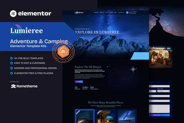 Lumieree -  Adventure Travel & Night Camping Elementor Template Kit