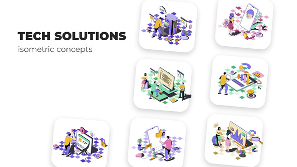 Tech Solutions - Isometric Concepts Elements template preview