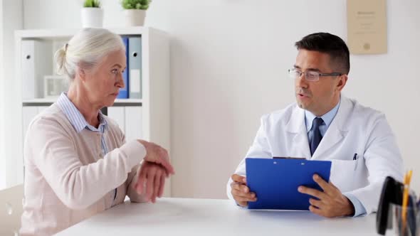 Senior Woman and Doctor Meeting at Hospital alt