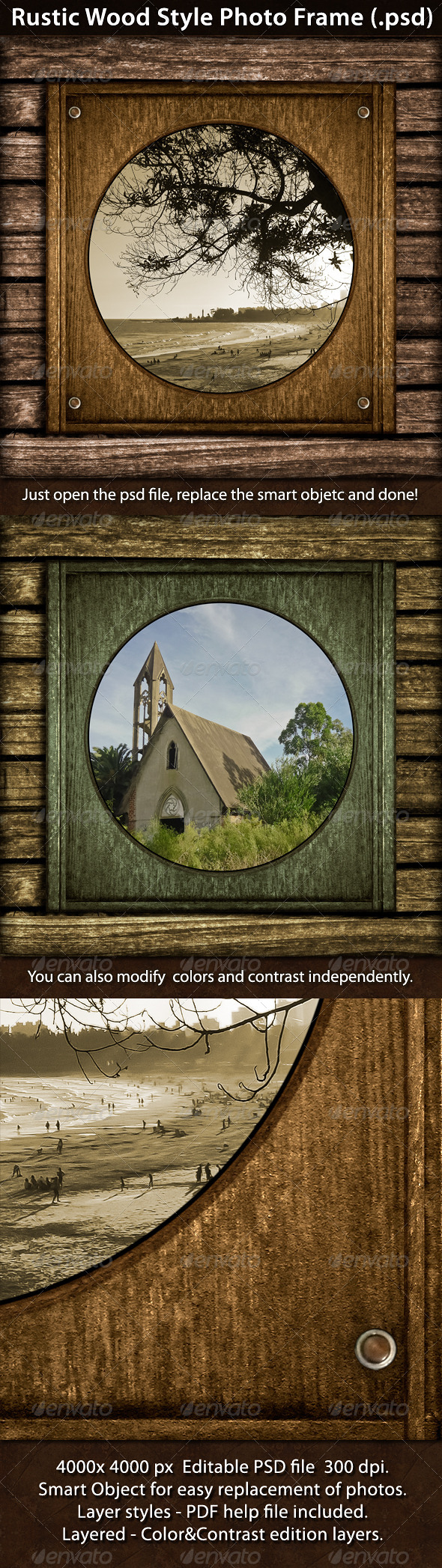 Rustic Style Wood Photo Template - Photo Templates Graphics