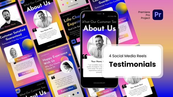 Reels - Testimonials Premiere Pro Templates Premiere Pro template preview