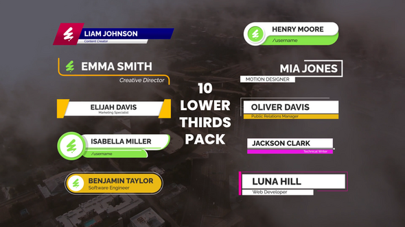 10 Lower Thirds Pack Elements template preview