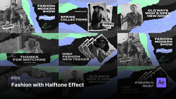 Intro/Opening - Fashion with Halftone Effect After Effects Project Files Openers template preview