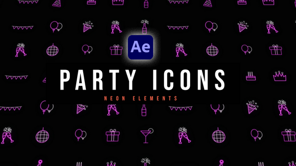 Party Neon Icons Elements template preview