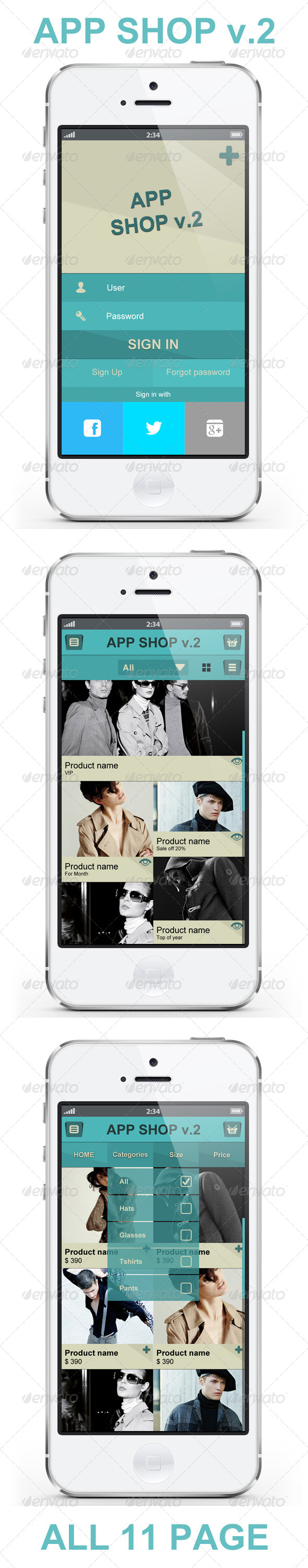 App Shopping V.2 - E Commerce UI - User Interfaces Web Elements