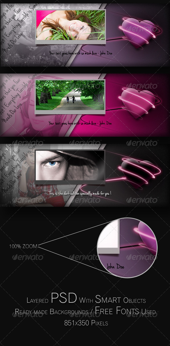 Facebook Timeline Cover Glowing Hearts Style - Facebook Timeline Covers Social Media