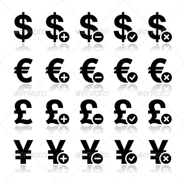 Currency Icons Set - Retail Commercial / Shopping